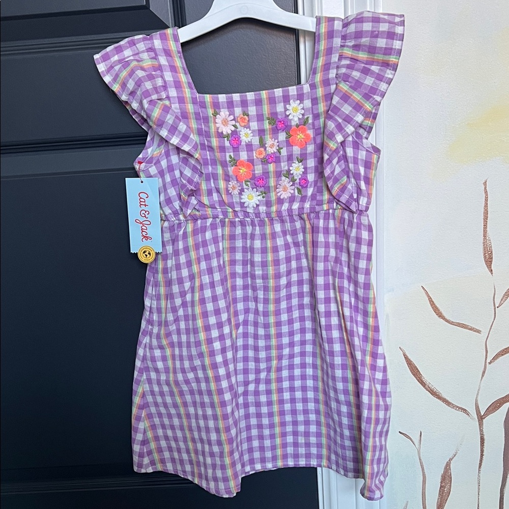 Cat & Jack Lavender Checkered Kids Blouse